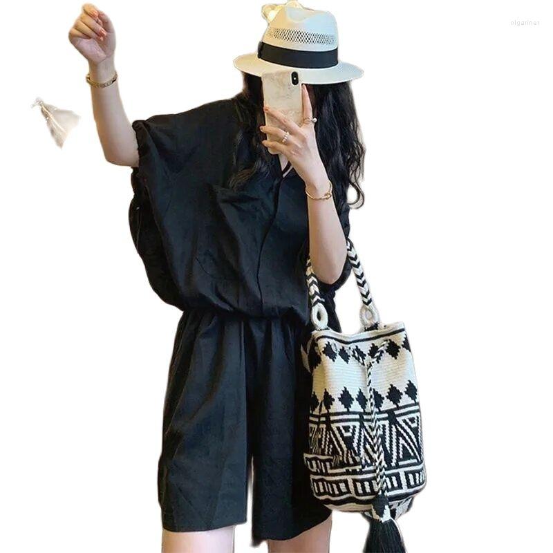 

Women' Tracksuits Fashion Large Size Summer Sets Womens Ooutfits 2022 Doll Sleeves Cover Meat Two Piece Set Women Loose Thin Sports Suits, Grey suit