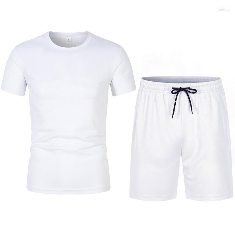 

Men' Tracksuits Summer Men Short Sleeve Casual Sets T Shirt Shorts Streetwear Breathable Round Neck Sports 2-pieces Homme, Black