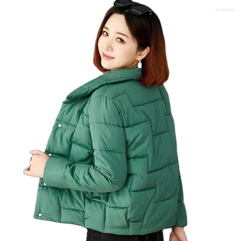 

Women's Trench Coats Cotton Women's Coat Winter Single-Breasted PocketStand-up Collar Loose Casual Thin And Light Student Ladies Jacket, Green