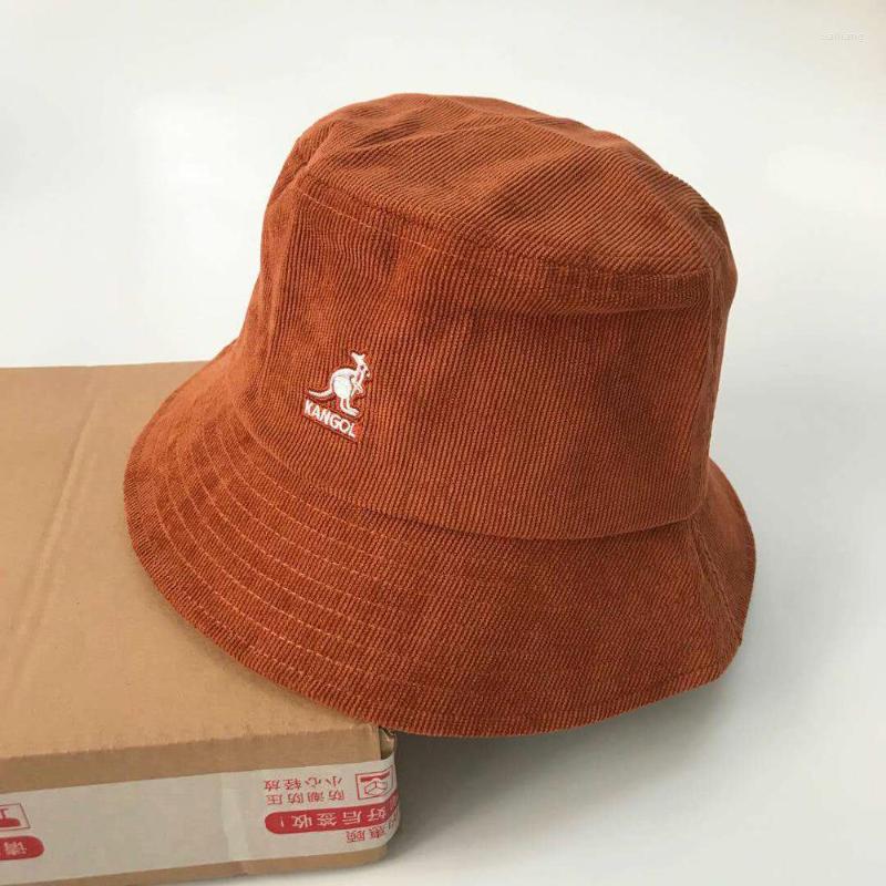 

Berets Kangol Embroidered Bucket Hat Animal Pattern Sun Shade Flat Top Fashion Corduroy For Couple Travel, Black
