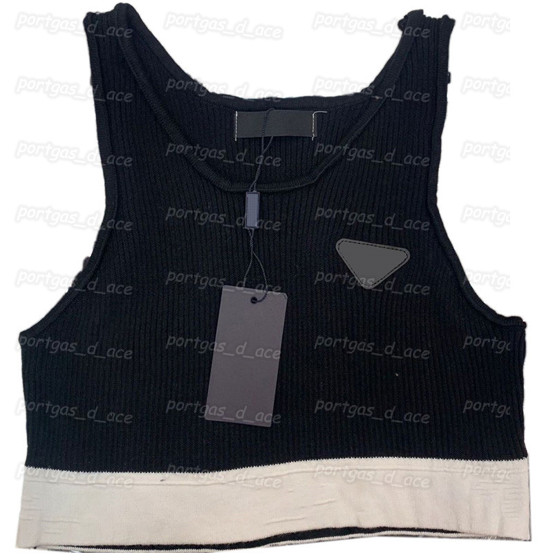 

Womens Knit T Shirts Vests Letters Webbing Cropped Knitted Tank Tops INS Fashion Knitted Vest 4 Colors, Black with label .