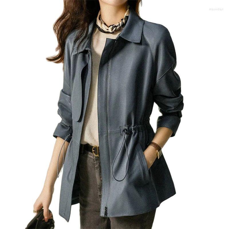 

Women' Leather 2022 Spring Autumn Faux Jacket Women Slim Coat High-end Female Windbreaker Lady Motorcycle, Picture color