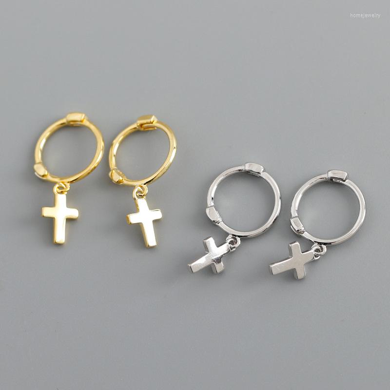 

Dangle Earrings Enosola Genuine 925 Sterling Silver Retro Religious Simple Cross Tassel Punk Drop For Women Fashion Party Hoop Jewelry