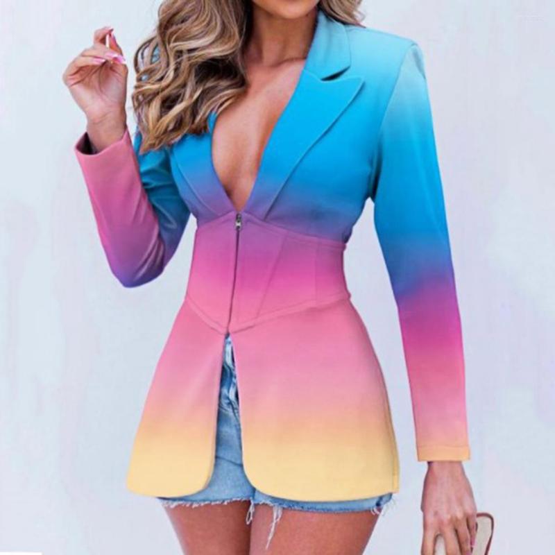 

Women' Suits Autumn Blazer Trendy Windproof Office Black White Stitching Print Coat Outerwear