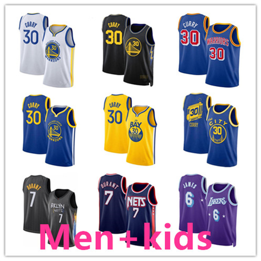 

Basketball Jerseys 2022 #6 james Stephen #30 Curry Men Kids Jersey #7 Kevin Durant City Breathable mesh 75th edition Wear, Colour 7