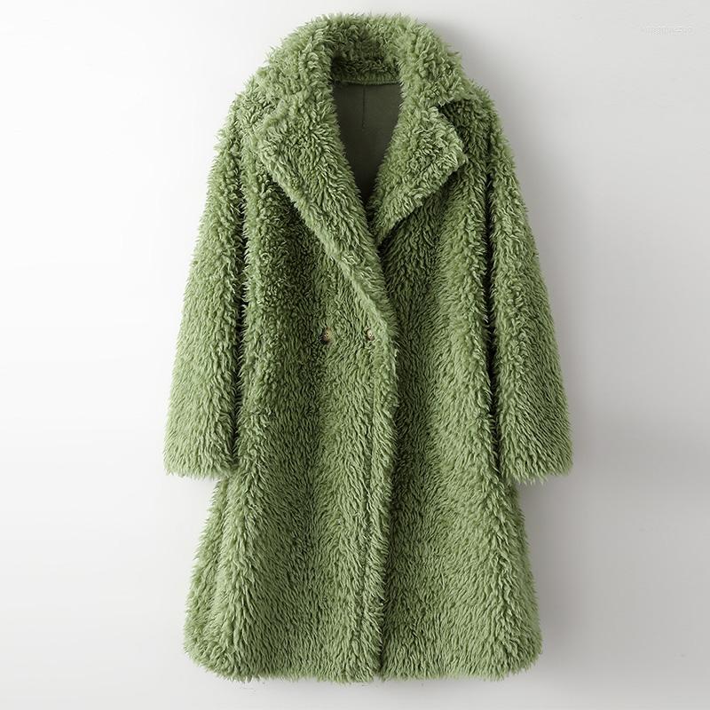 

Women's Fur Coats Female 2022 Winter Sheep Shearers Long Loose Casual Grain Lamb Wool Thick Warm Imitation Plush Coat Women, Pink