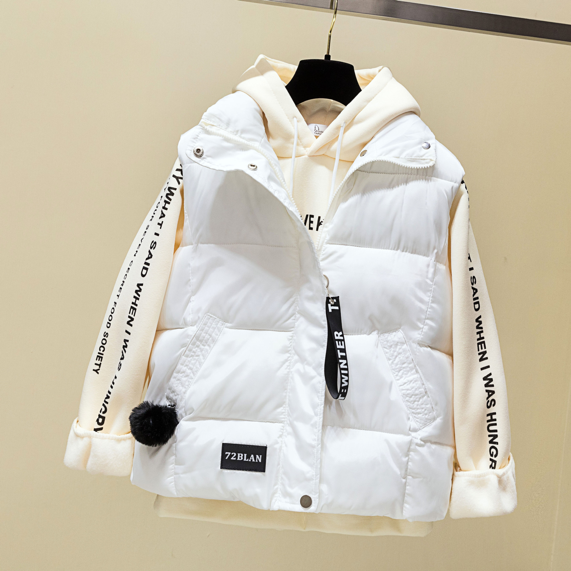 

Womens Cotton Vest Short Autumn and Winter Vest Waistcoat Women' Coat, White