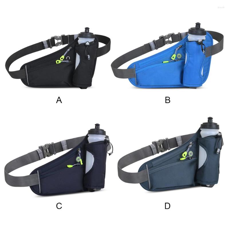

Outdoor Bags Sport Hydration Belt Bag Portable Waterproof Reflective Strap Breathable Camping Running Key Water Bottle Holder, Black