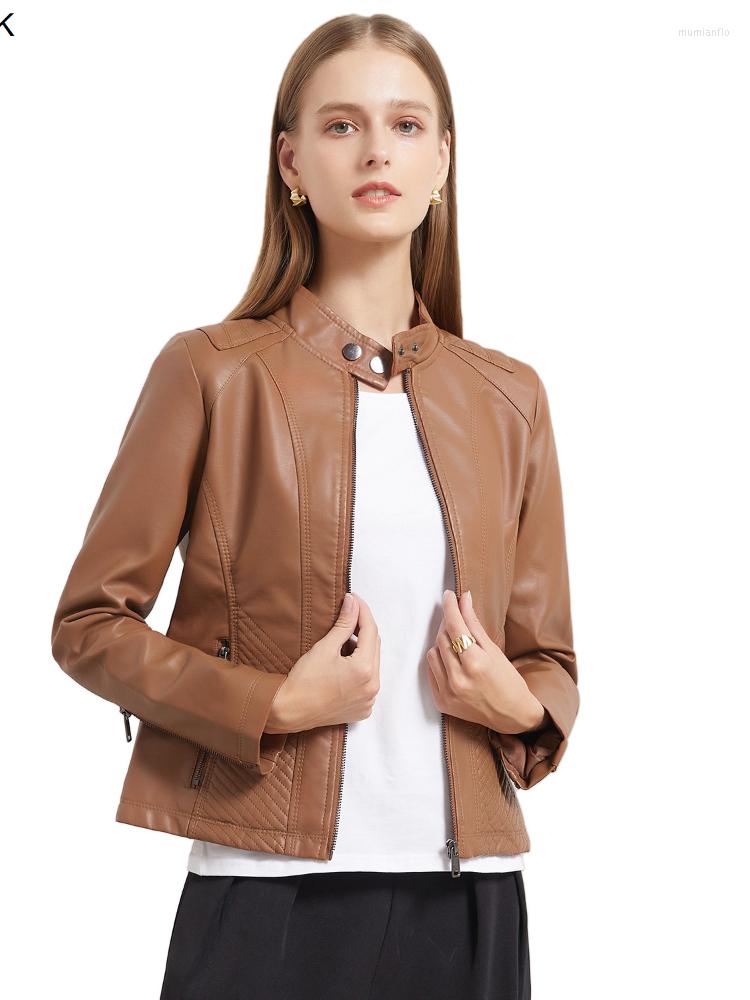 

Women's Leather Autumn And Winter Leisure Clothes Women's Simple Trend Thin Coat Long Sleeve Motorcycle Jacket Wear, C004