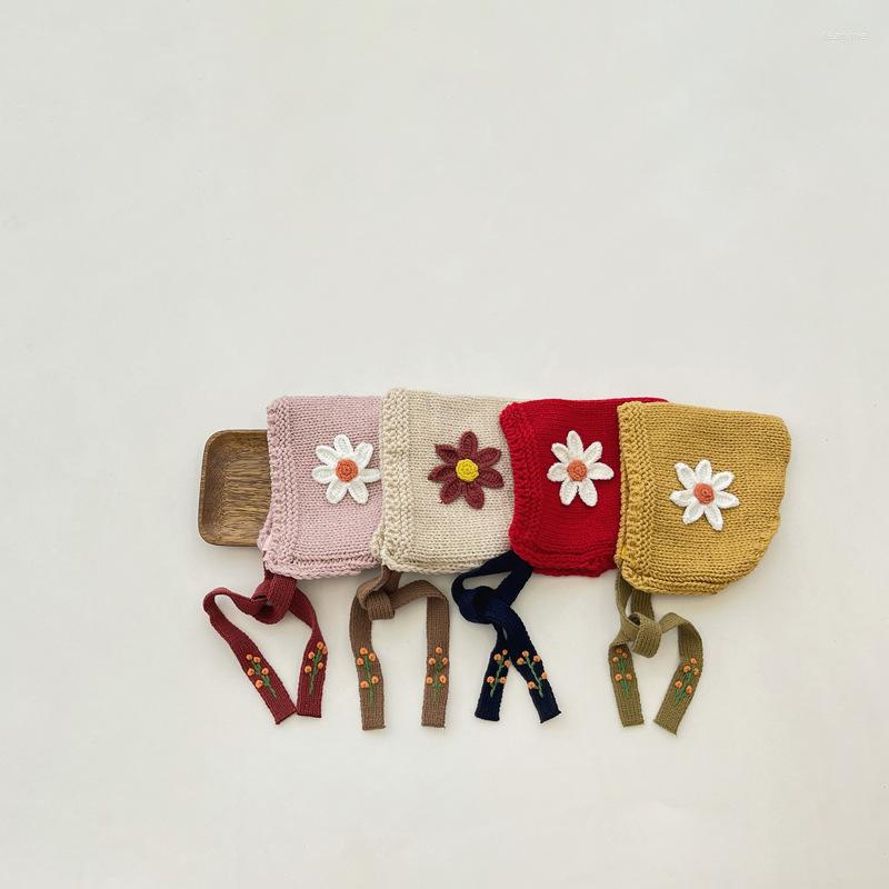 

Hats Children Hat 2022 Winter Ins Hand Crochet Warm Knitted Girls Thickened Princess Baby Ear Cap 46-50cm 1-4 Years Bomber Ha, Picture color