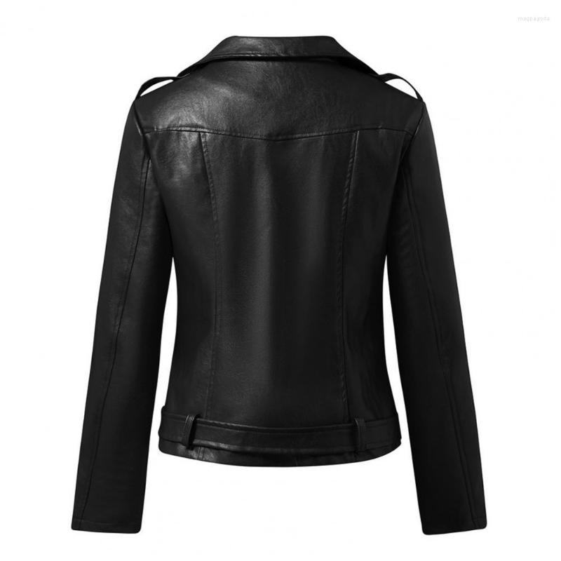 

Women' Leather Fashion Stylish Short Faux Jacket Coat Comfortable Zipper Closure Streetwear, Black