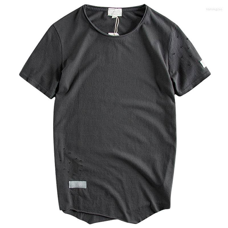 

Men's T Shirts And American Style European Vintage Shirt For Man High Quality Cotton Automotive Summer Young Mans Top Tees Hole, Picture shown