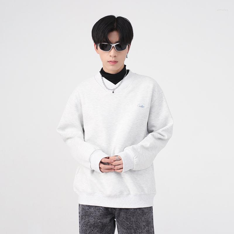 

Men's Sweaters ZCSMLL Personality Solid Color V-Neck Long Sleeve Sweater 2022 Men's Pullover Wear Autumn Korean Fashion Simple, White
