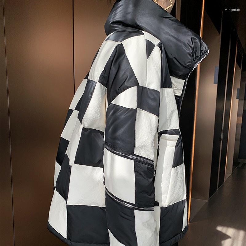 

Women' Leather Genuine Casual White Duck Down Jacket Womens Short Loose Sheepskin Coat Zippers Turn-Down Collar Winter Warm Jackets, Picture shown