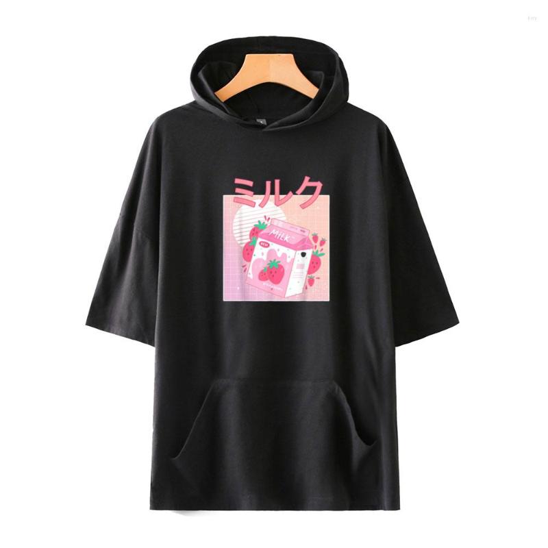 

Men's Hoodies GeorgeNotFound Strawberry Milk Summer Hoody Men Women Streetwear Hip Hop Loose Hoodie T Shirt Harajuku Pocket Oversized, Black