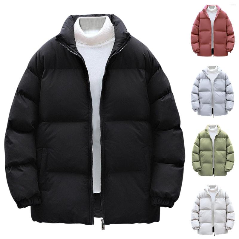 

Men's Down Cotton Jacket Casual Outdoor Men Coat Parkas Solid Color Long Sleeve Zipper Pocket Windproof Jackets, Black