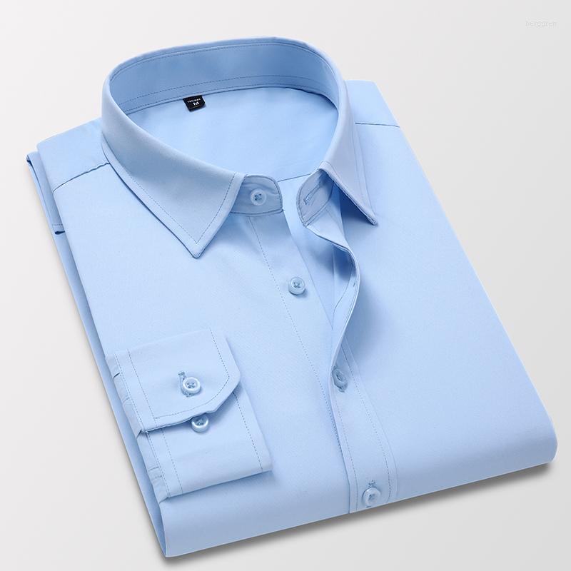 

Men's Dress Shirts BROWON Brand Men Spring Long Sleeve Turn-Down Collar Solid Color Shirt For Business Work Clothing, Gray