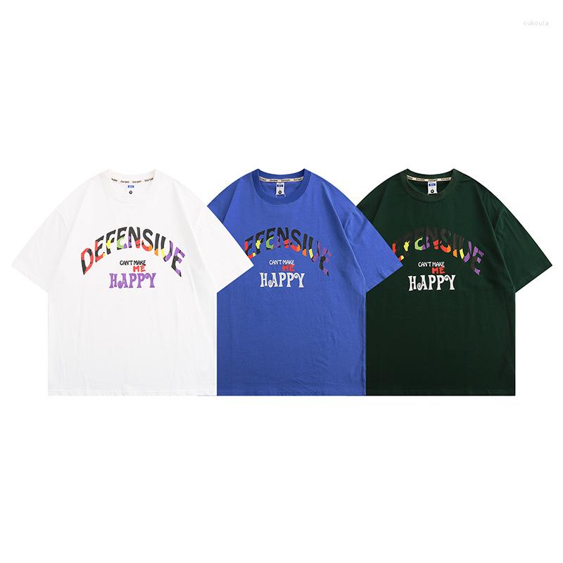 

Men's T Shirts Colorful Letters Print Classic Casual Short Sleeve Shirt Men Summer Quality Cotton Streetwear Oversized Loose Camisetas  L, Picture shown