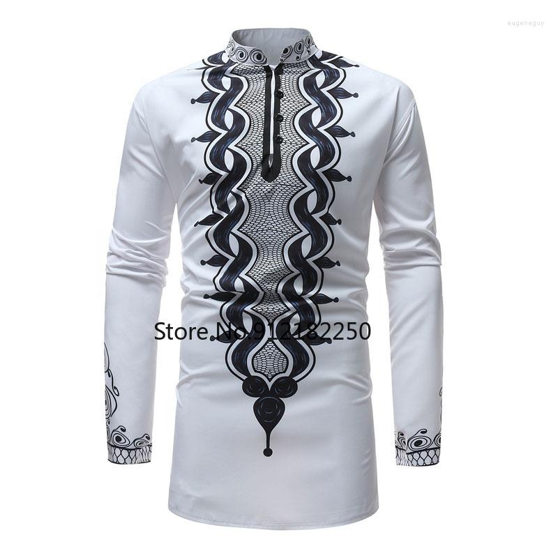 

Men's Dress Shirts Mens African Dashiki Shirt 2022 Brand Traditional Maxi Man Men Slim Fit Long Sleeve Chemise Homme, White