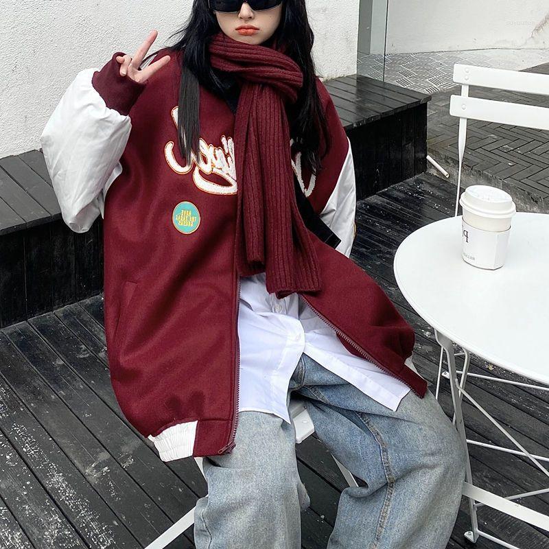 

Women's Jackets Harajuku Jacket Men Women Fall 2022 Baseball Uniform Korean Oversized Unisex American Vintage Letter Stitching Bomber, Black