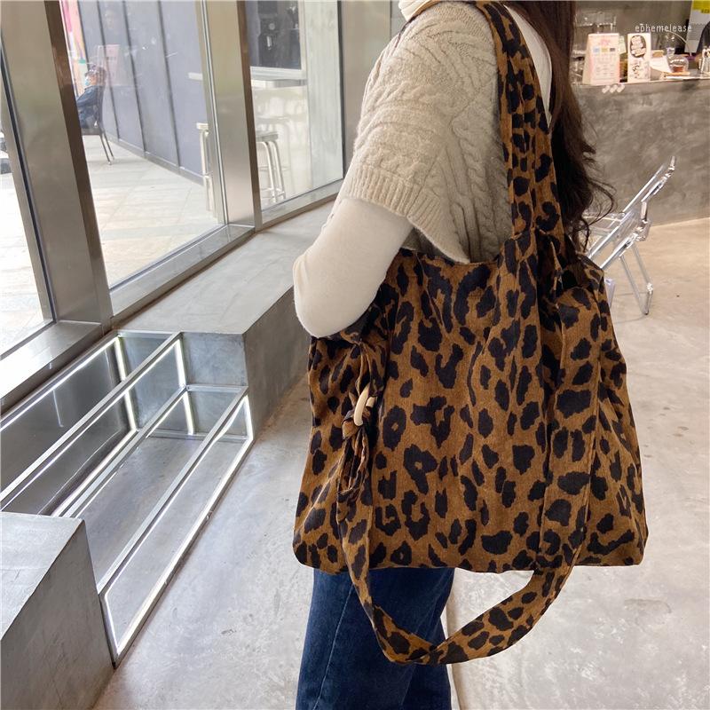

Evening Bags Fashion Leopard Print Corduroy Shoulder Canvas Bag Shopping Female, 003