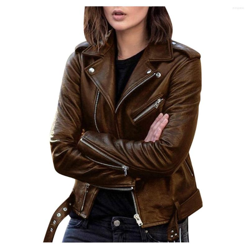 

Women' Leather Donsignet Women Coat 2022 Top Autumn Short Spring Korean Pu Moto & Biker Slim Winter Fashion Jacket, Black