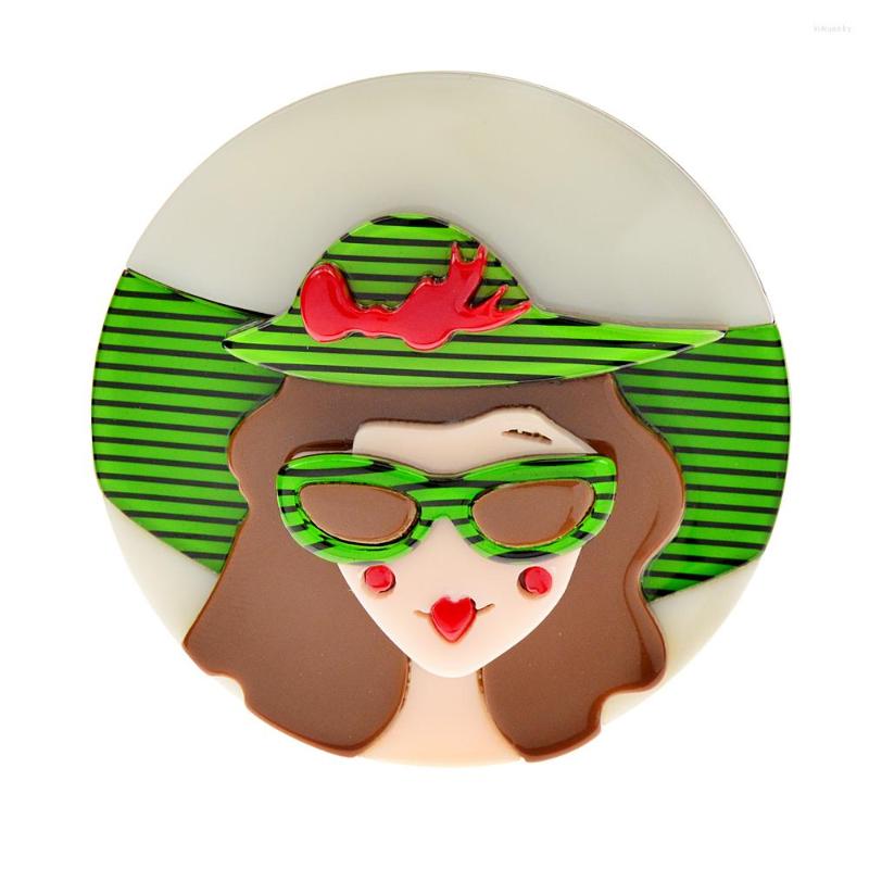 

Brooches CINDY XIANG Acrylic Wear Big Hat Women Brooch Fashion Acetate Fiber Pin Green Color Arrival