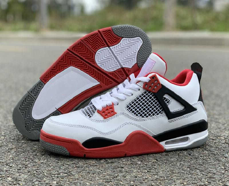 

4s Basketball Shoes 4 White Red Black Mens Designer Popular IV Cushion Fashion Sports, With original logo