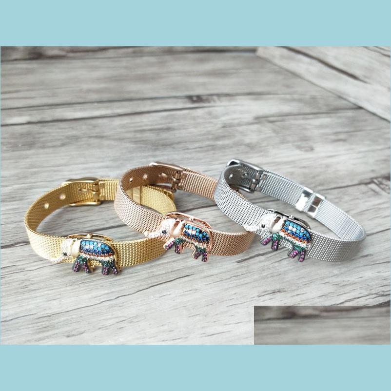 

Chain 5Pcs Turkish Style Elephant Double Bails Connector Micro Pave Cz Zircon Strap Bracelet Adjustable Women Jewelry Bg182 Drop Del Dh18X