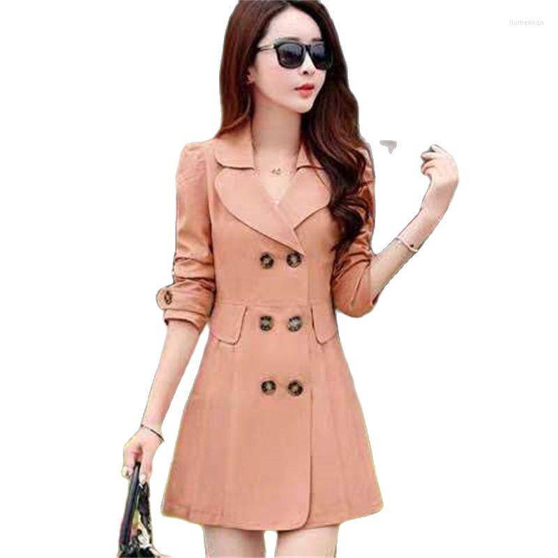 

Women's Trench Coats Women Slim Loose Fashion Windbreaker Jacket Female Spring Autumn Were Thin Mid-length All-match Casual Korean Coat, Khaki