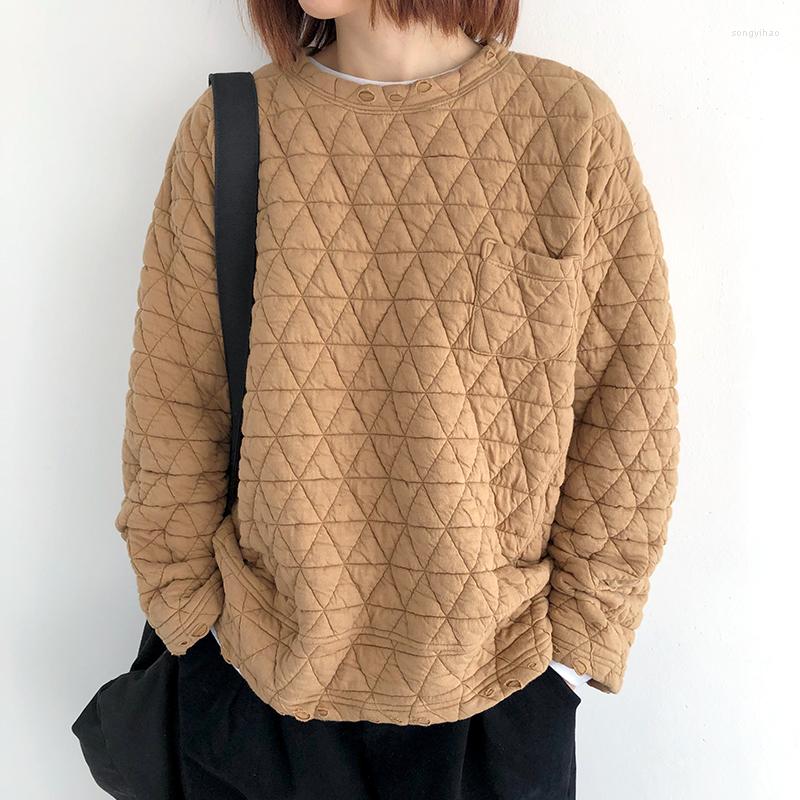 

Women's Trench Coats Women Parkas 2022 Winter Cotton Padded Big Size Pullovers Loose Pockets Lattice Long-sleeved Thick Fashion Coat, Black