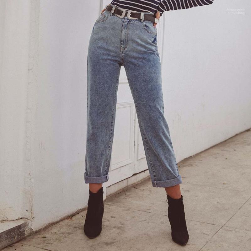 

Women's Jeans Women's Denim Pocket Design Soild Comfortable Straight Loose Pants For Women High Elastic Stretch, Blue