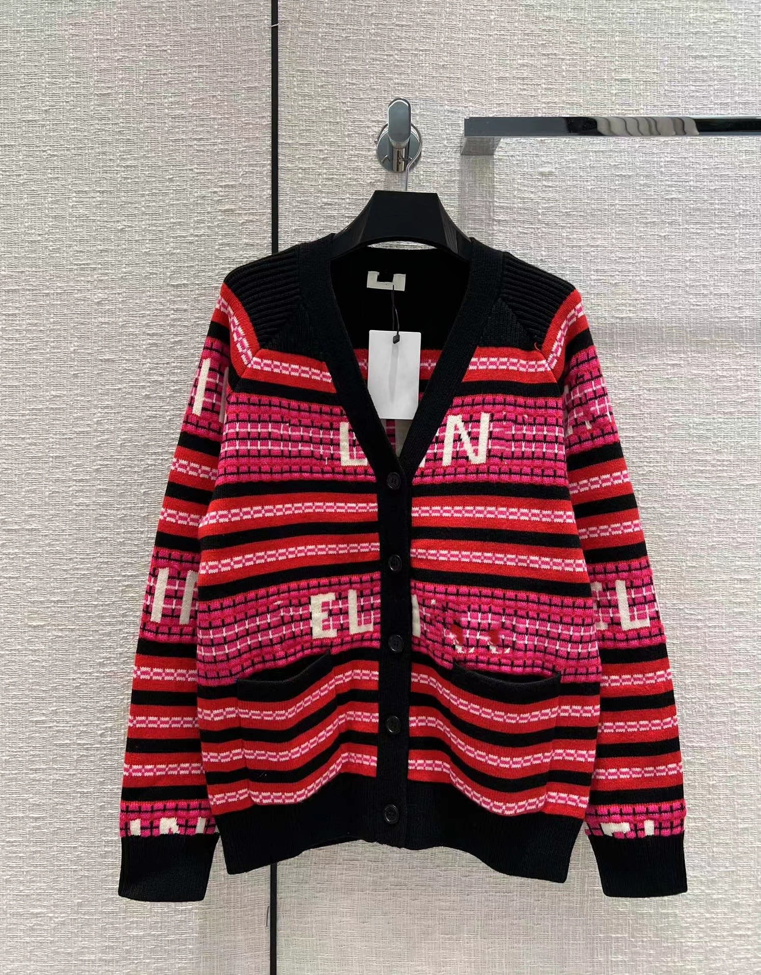 

Milan Runway Sweaters 2022 Autumn Winter V Neck Long Sleeve Print High End Jacquard Cardigan Women' Designer Clothing 1101-26, Picture color
