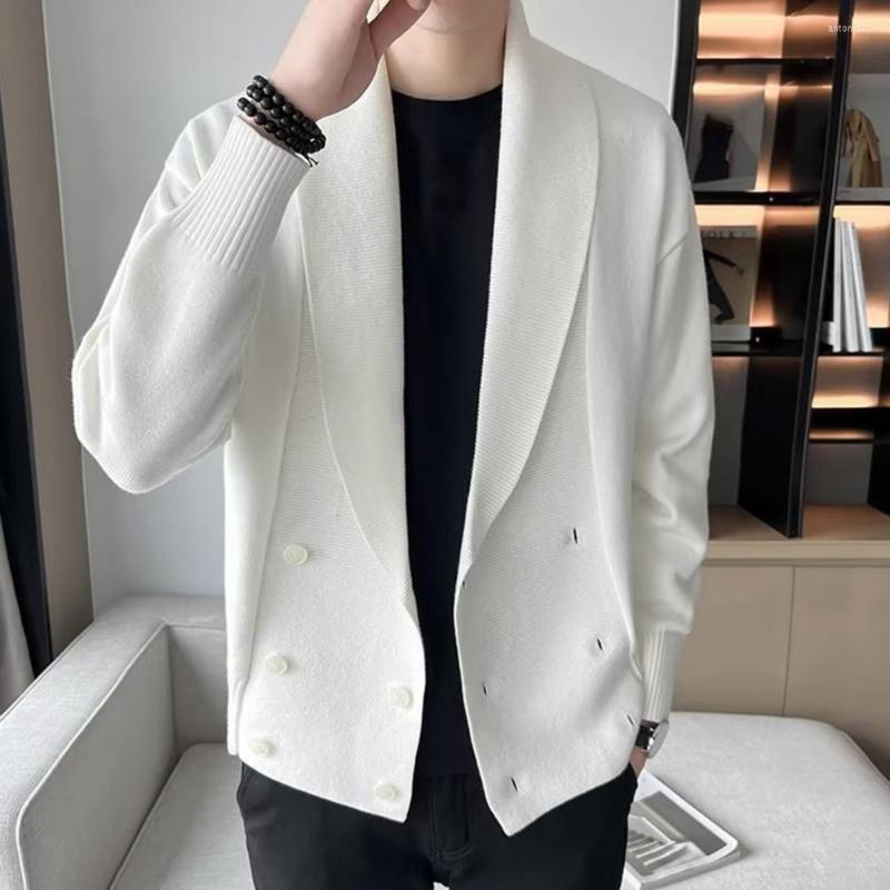 

Men's Sweaters Stylish Sweater Coat Outwear Long Sleeves Knitted Anti-shrink Men Spring Warm, Black