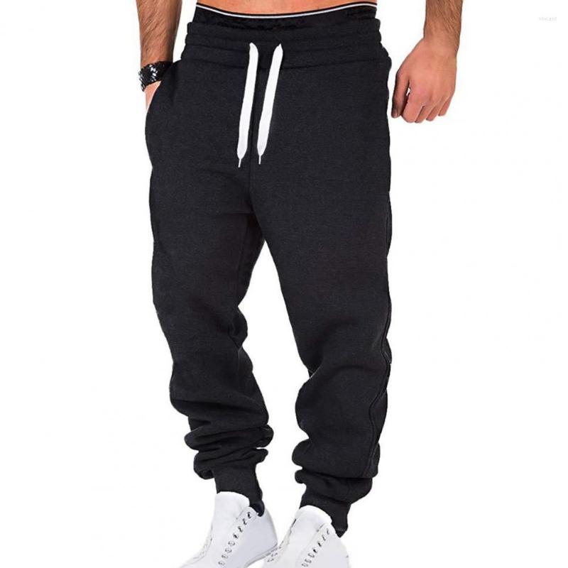 

Men's Pants Autumn Men Casual Solid Color Loose Drawstring Sweatpants Male Plush Lining Sporty Trousers Streetwear Pantalones Hombre, Black