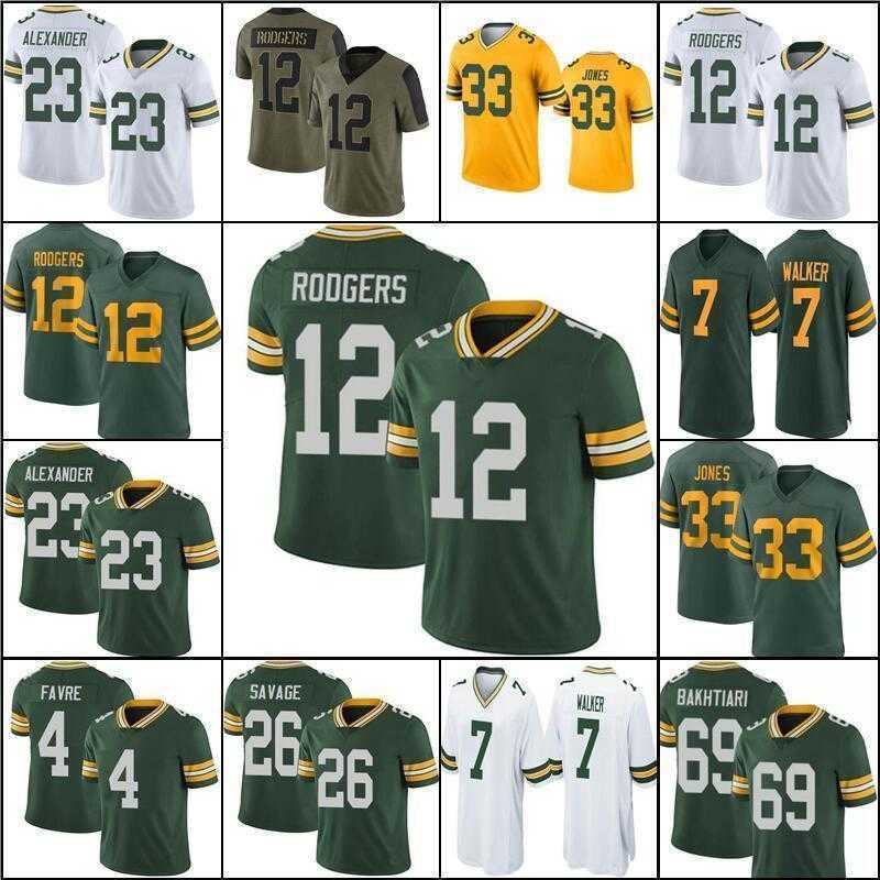 

Football Jersey Green Bays''Packers''nfl''12 Aaron Rodgers 7 Quay Walker, Men jersey