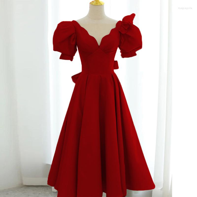 

Ethnic Clothing Women's Evening Dress 2022 V-neck Girlish Temperament Celebrity Banquet Performance Can Wear Skirt At Ordinary