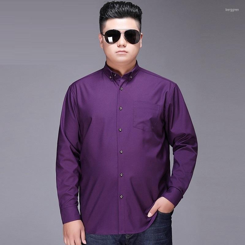 

Men's Dress Shirts Autumn Shirt Men Long Sleeve Plus Size 8XL 9XL 10XL Wine Red Purple Navy Blue White Black Oversize 150KG 58