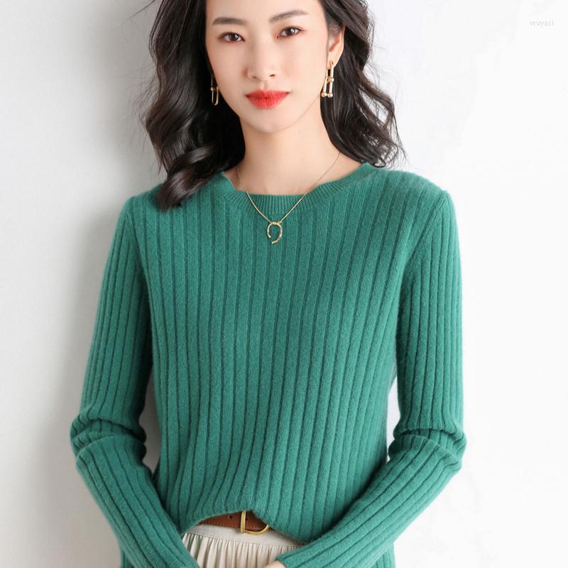 

Women' Sweaters Round Neck Sweater Women' Loose Bottoming Shirt Lazy Wind Top 2022 Spring Autumn Short Section With Low Show Thin, Matcha red