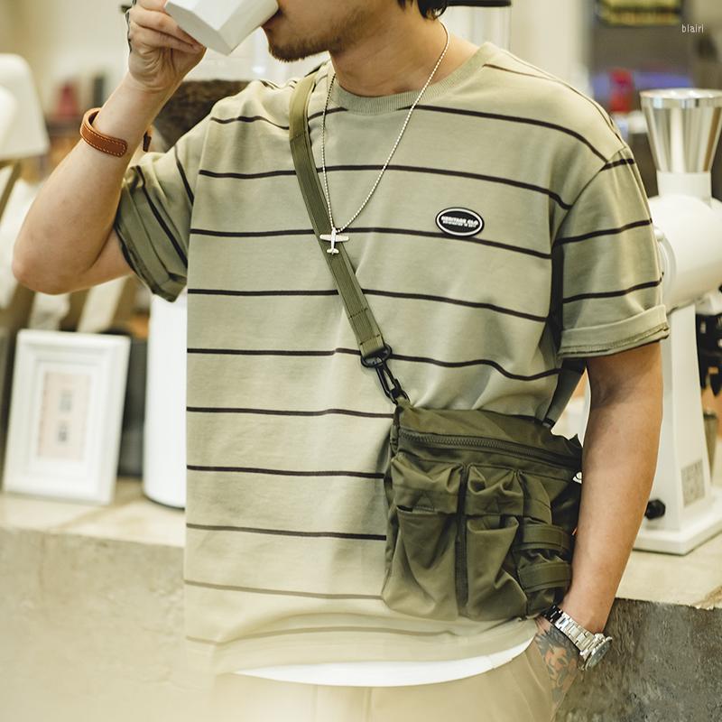 

Men' T Shirts Maden 2022 Summer Men' T-shirt Street Style Round Neck Shirt Fashion Short Sleeve Loose Stripe Printed Top Retro Casual, Dark gray