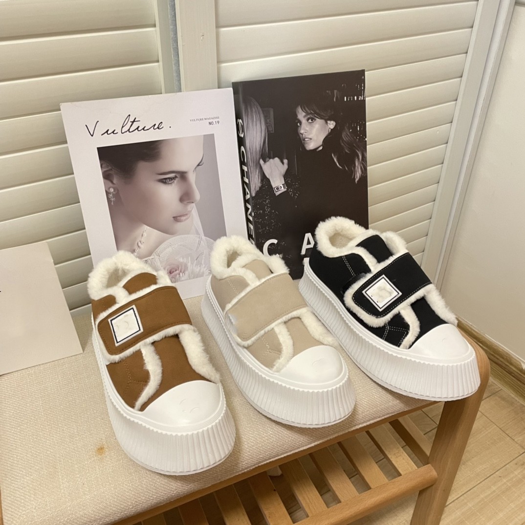 

Vintage Plush Fur Lined Platform Sneakers Women Girl Casual Thick Bottom Winter Shoes Low Top CHA designer Fashion PARIS Trainer Suede Skateboard Shoe NEL Loafers, Fill postage