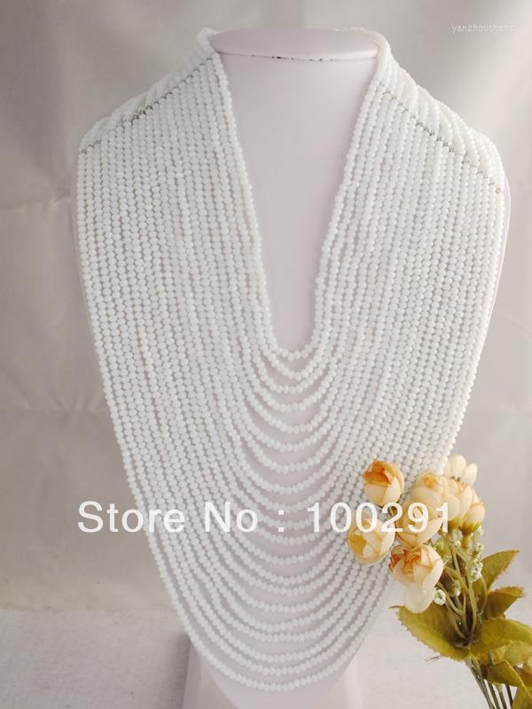 

Choker 20Rows Luxury Beauty Cream White Crystal Necklace African Wedding Jewelry Bridal