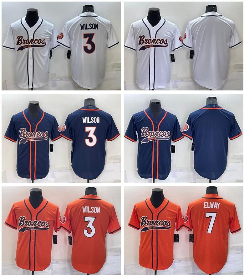 

CUSTOM Stitched Football jersey Denver''Broncos''Men women youth 3 Russell Wilson 7 Elway white orange blue baseball Untouchable jerseys, With logo