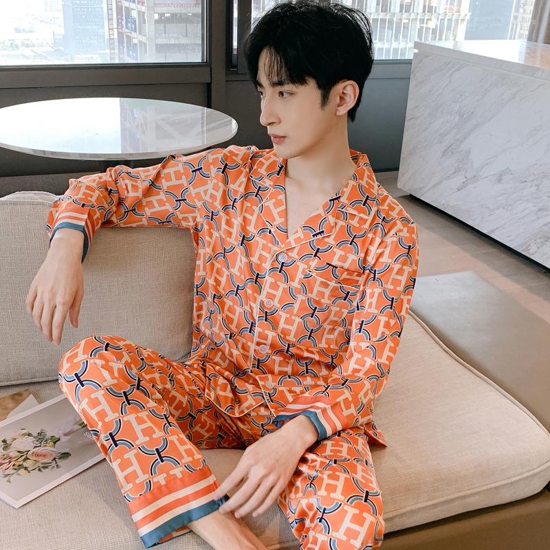 

Men's Sleepwear Summer Spring Section Silk Men's Large Pajamas Pajama Autumn Set Size Suit Thin Simulation Ice Homewear, Section 803