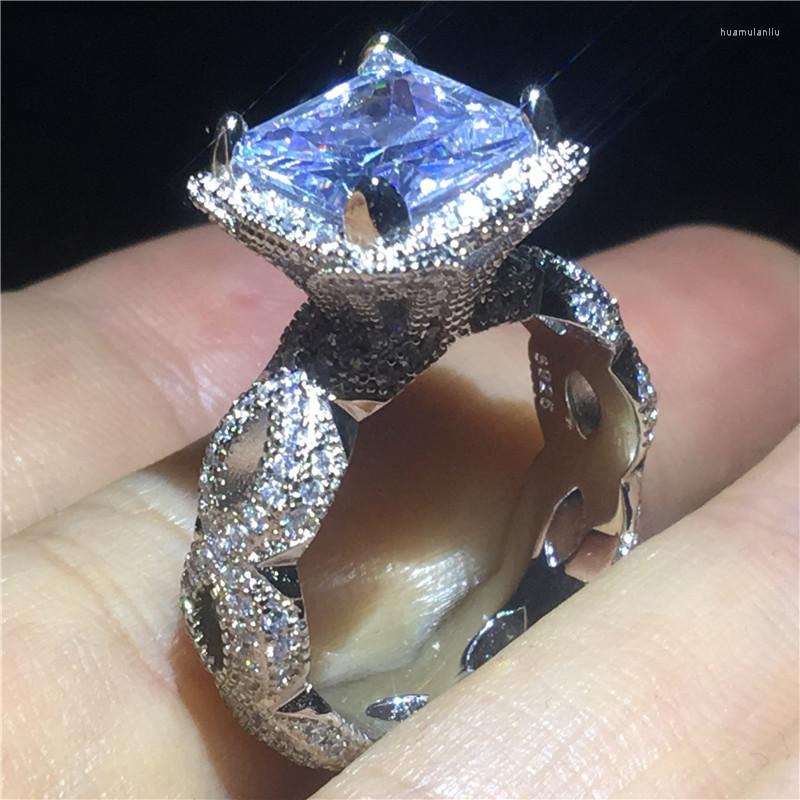 

Wedding Rings Vinateg Female Court Ring Silver Color 2ctAAAAA Cz Stone Statement Band For Women Bridal Party Jewelry