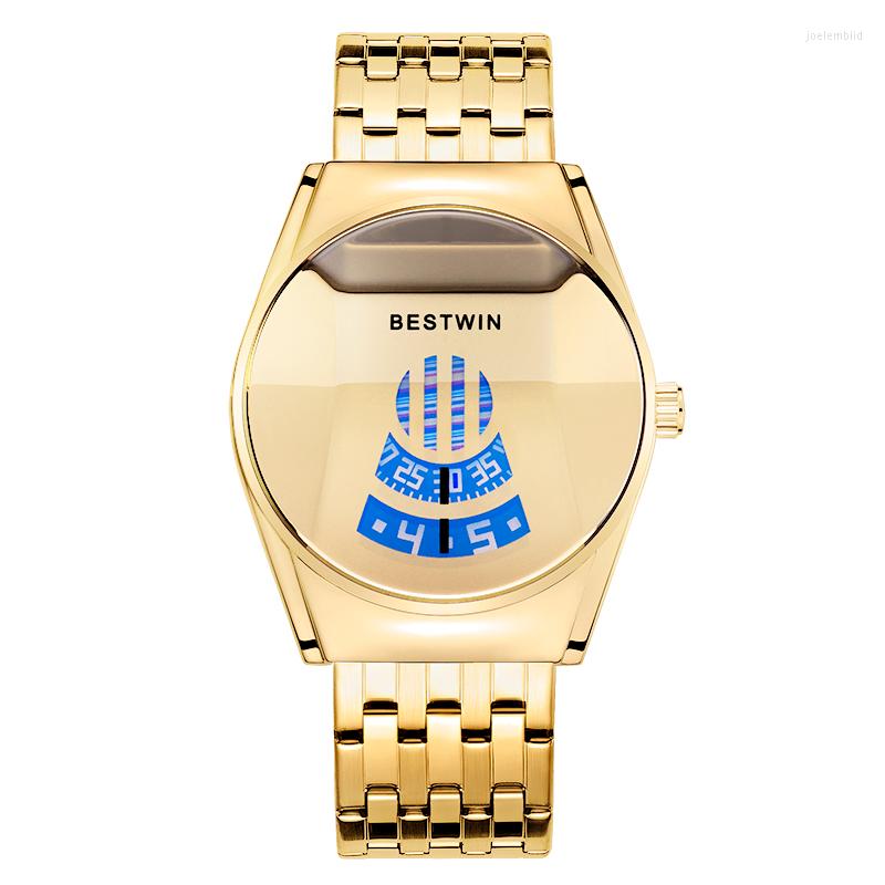 

Wristwatches WIN Men's Sport Quartz Watches Luxury Top Brand Watch For Men Waterproof Male Clock Relogio Masculino 2022, Mesh-goldblue