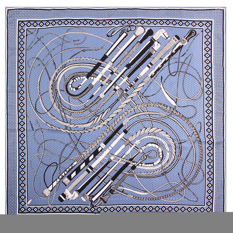 

Scarves Manual Hand Rolled Twill Silk Scarf Women Tassel Chain Print Square Wraps Echarpe Foulards Femme Bandana Lady Hijab 90CM