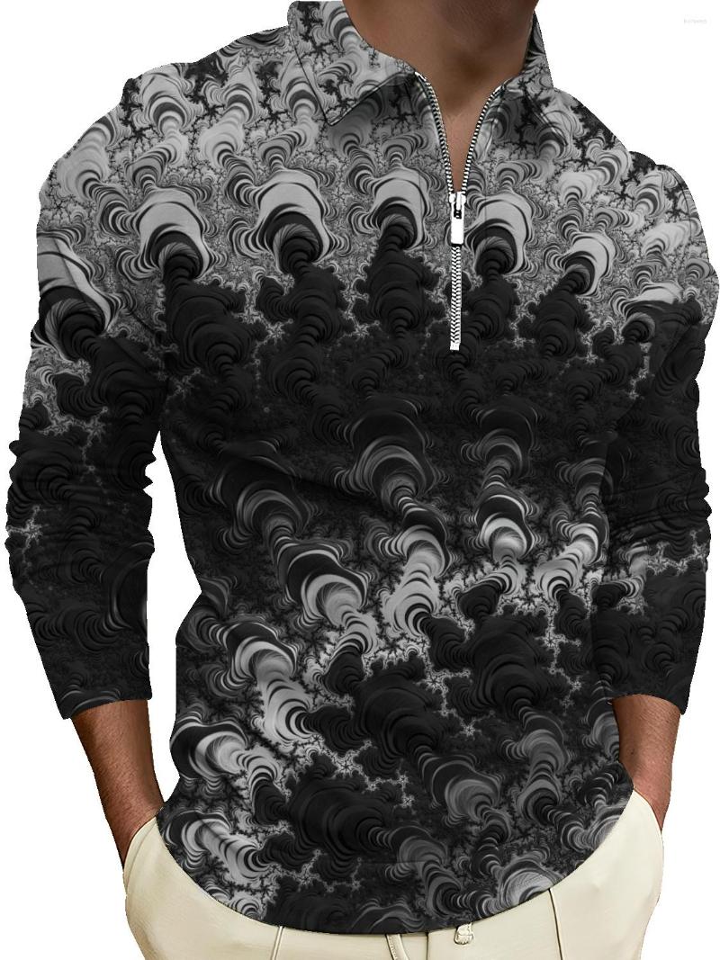 

Men' Polos Spring Autumn Version Sweater Long-sleeved Polo Shirt Trend Color Matching Youth Straight Tube With Casual Lapel Men' Top, Black