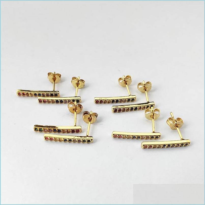 

Stud Gold Color Tiny Mini Cute Bar Micro Paved Rainbow Cubic Zirconia Stud Earrings For Women Girl Jewelry Gift Er915 Drop Delivery 2 Dh6Lb