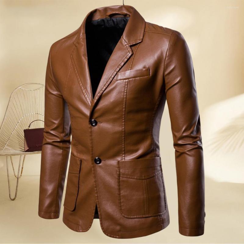 

Men's Jackets Mens Leather Men Jacket High Quality Classic Motorcycle Bike Cowboy Male Suit Coats S-2XL, Black